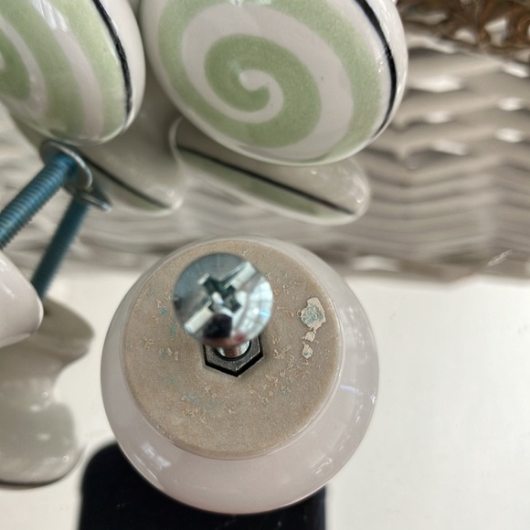 Ceramic Drawer Pulls, Whimsical 5 Striped & 5 Spiral Design. Set of 10 - Picture 3 of 7